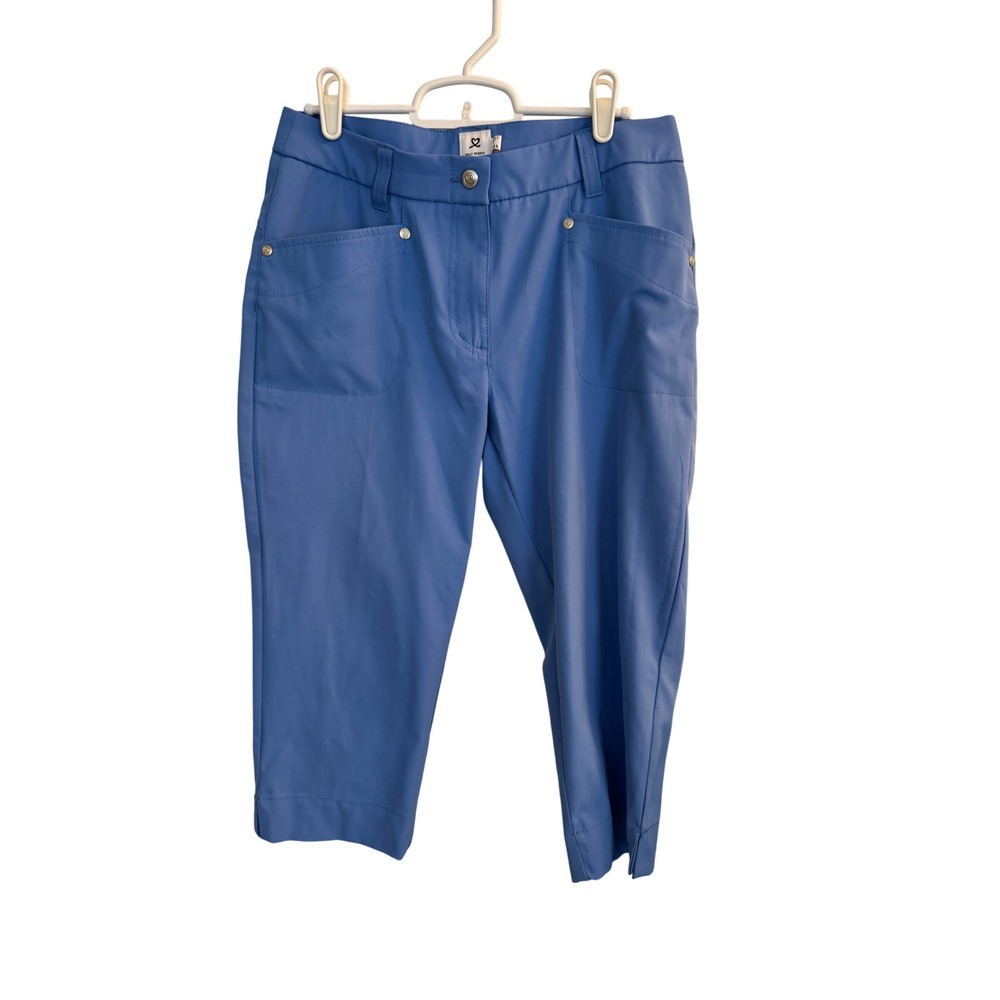 Daily Sports Golf Capris Womens 6 Blue Cropped Performance Stretch Trousers Gold
